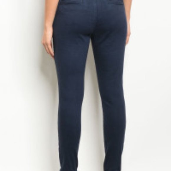 Navy Skinny Ankle Pant with Front and Back Pockets - Picture 3 of 3